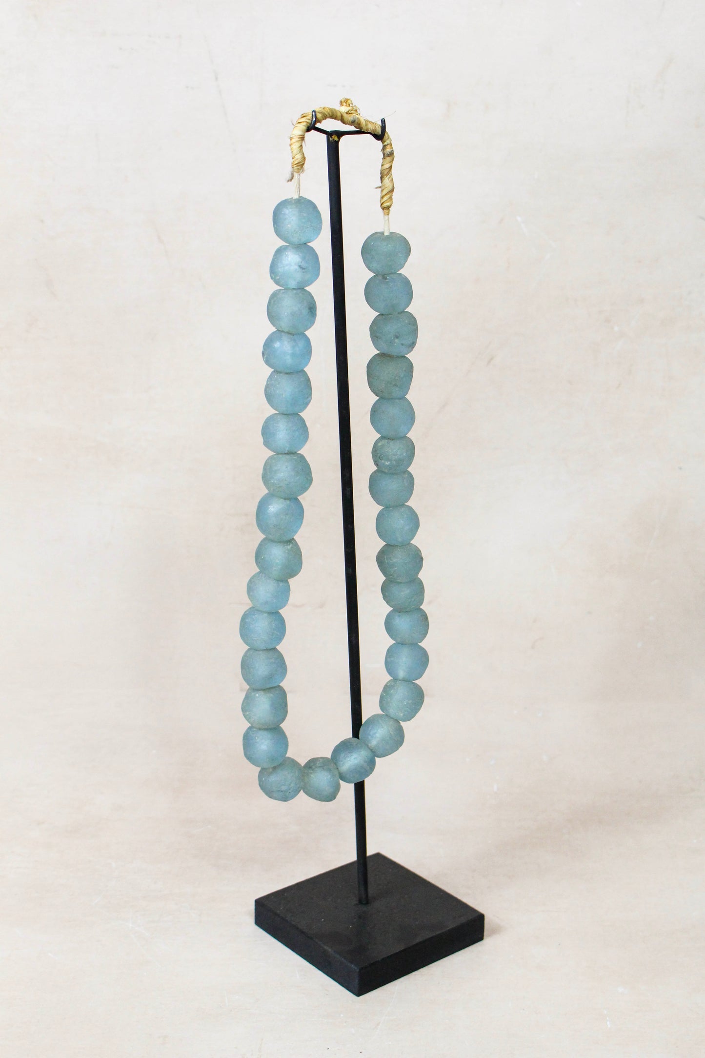 Ghana Glass Beads Necklace, Light blue - 85.2