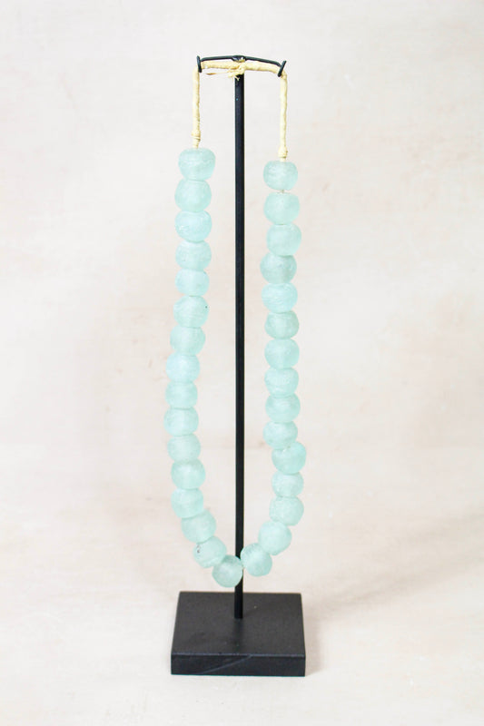 Ghana Glass Beads Necklace, Light blue - 85.3