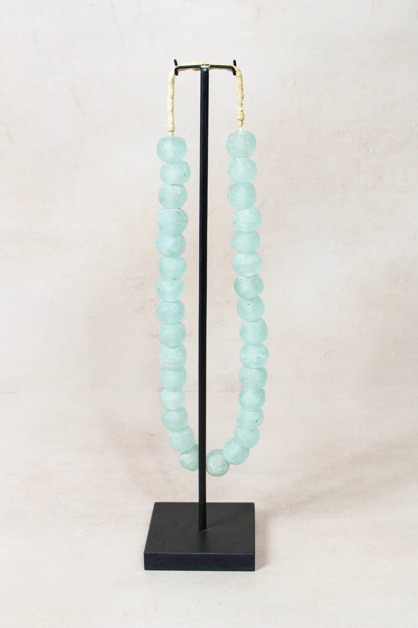 Ghana Glass Beads Necklace, Light blue - 85.4