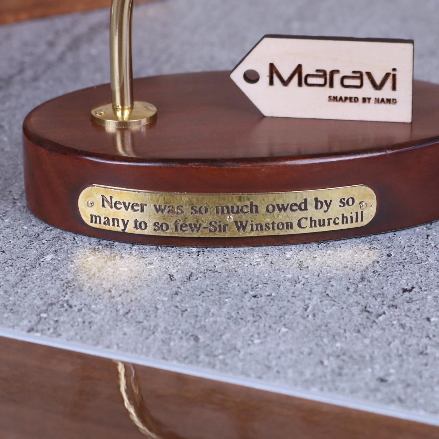 Brass Spitfire Model With Churchill Quote Plaque