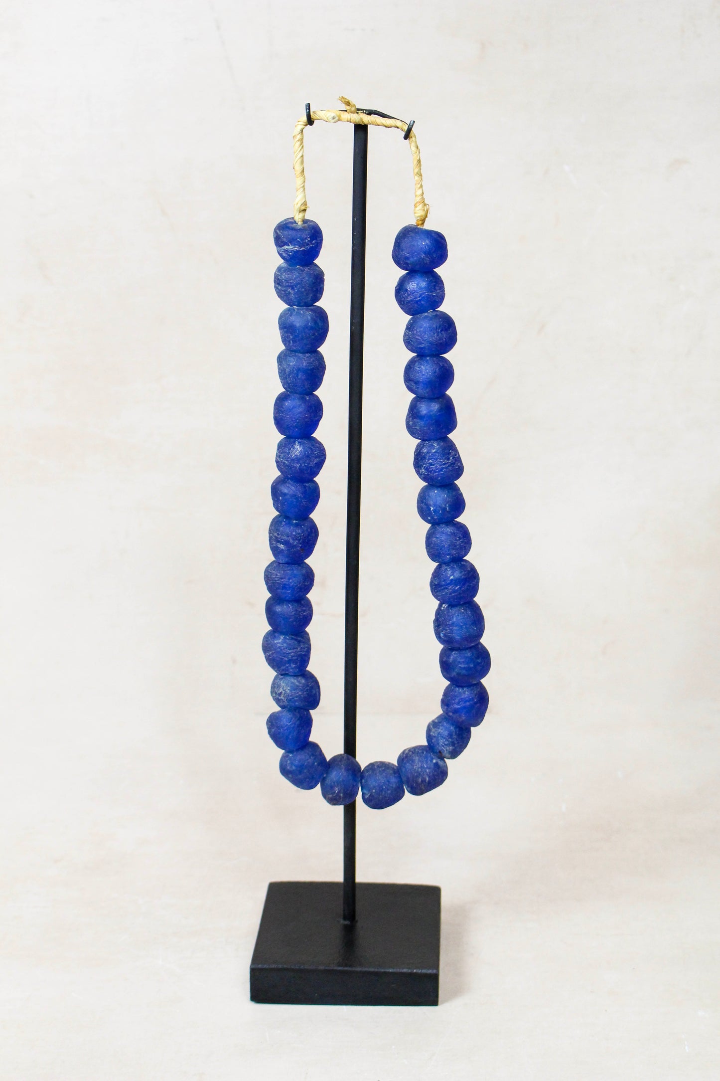 Ghana Glass Beads Necklace, Dark blue - 85.7