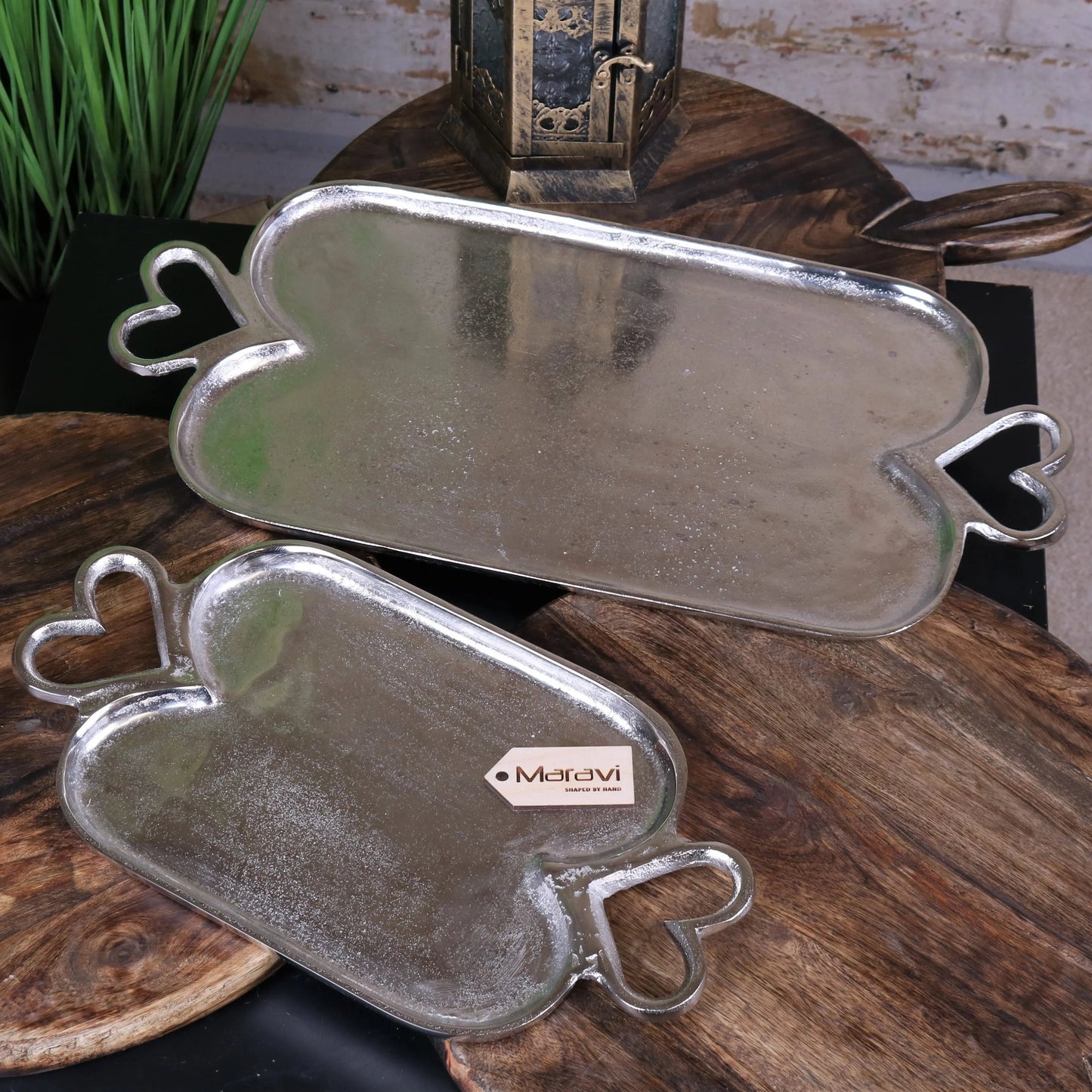 Punji Luxury Serving Trays Set Heart Handles