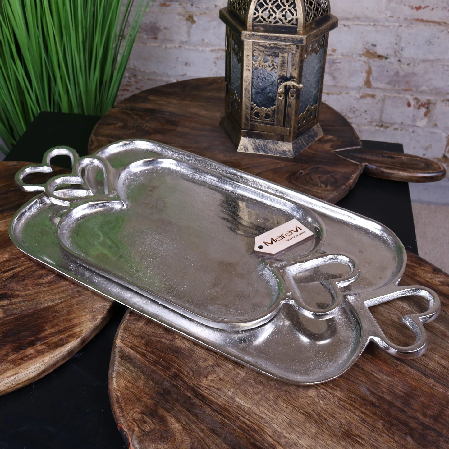 Punji Luxury Serving Trays Set Heart Handles