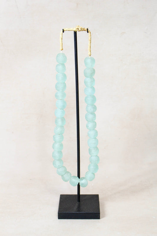 Ghana Glass Beads Necklace, Light blue - 85.9
