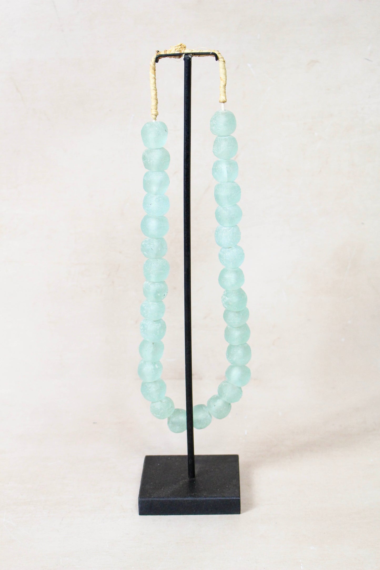 Ghana Glass Beads Necklace, Light blue - 85.9