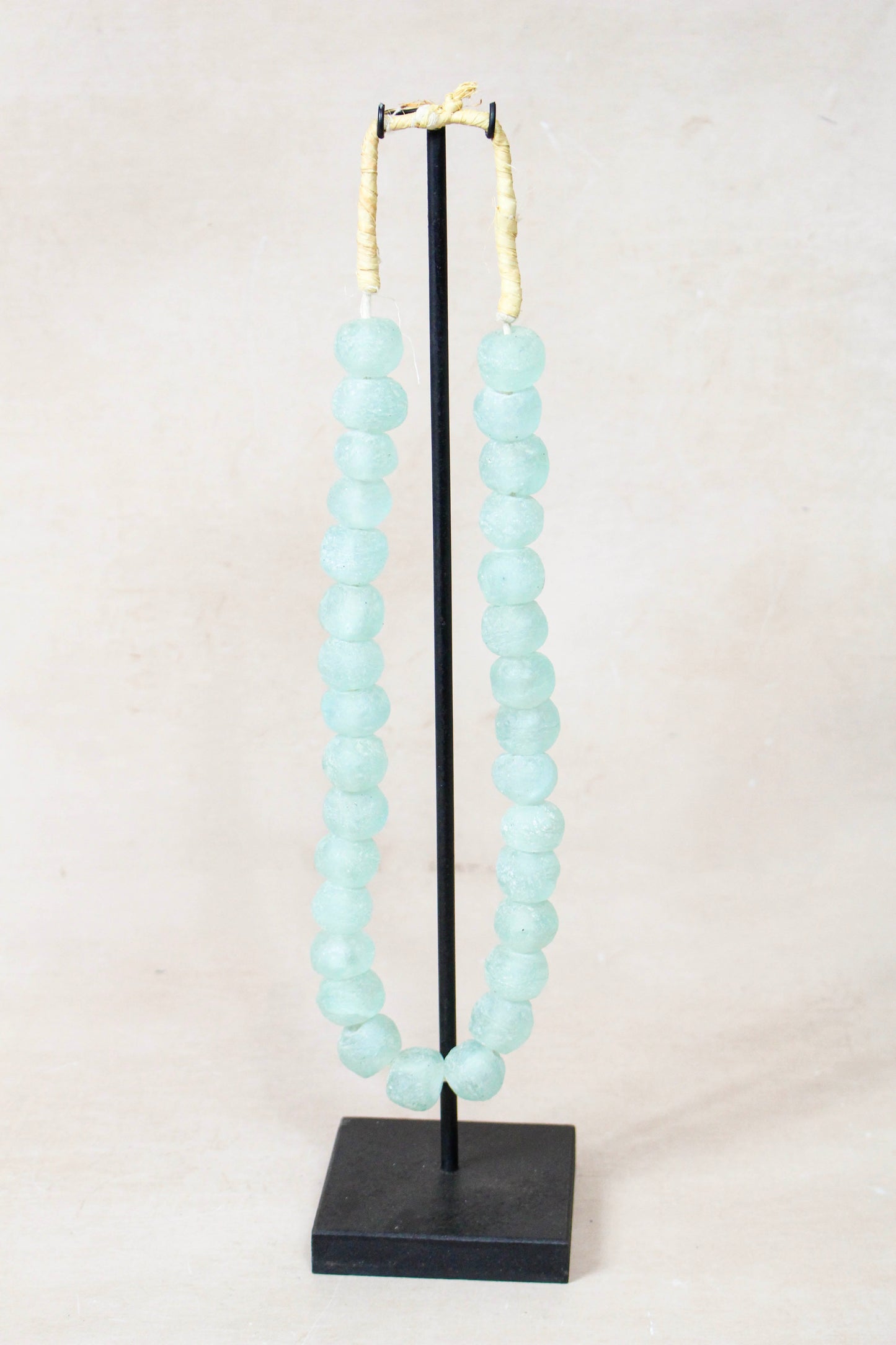 Ghana Glass Beads Necklace, Light blue - 85.10