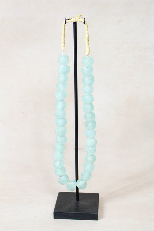Ghana Glass Beads Necklace, Light blue - 85.10