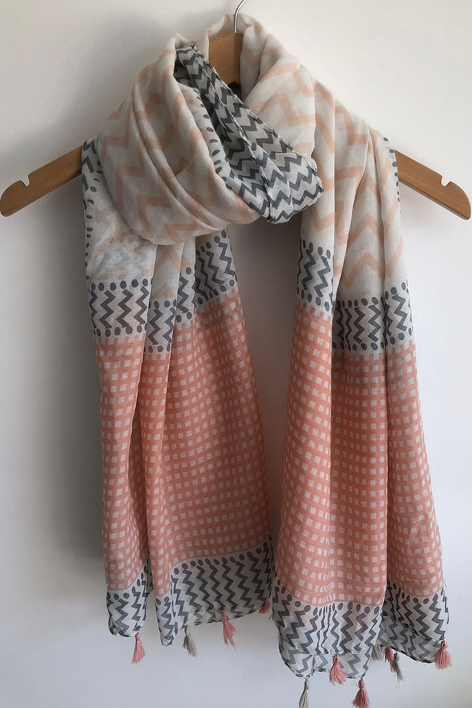 Louche Newton Geometric Print Scarf With Tassel