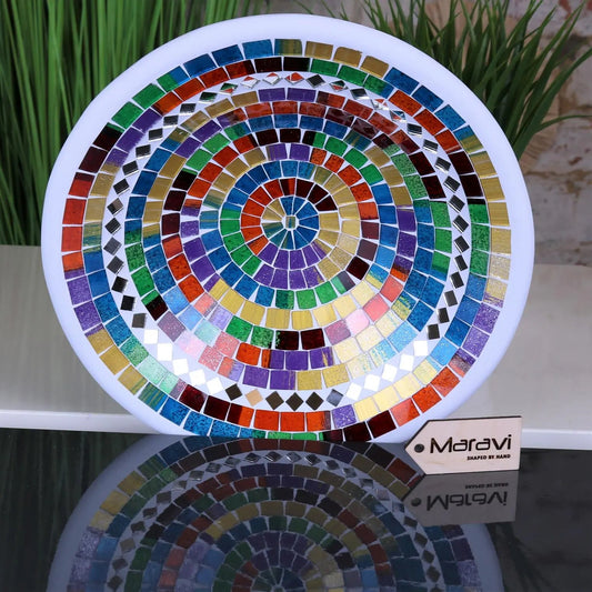 Badaka Mosaic Bowl 28cm Rainbow Multicolour and Mirrors