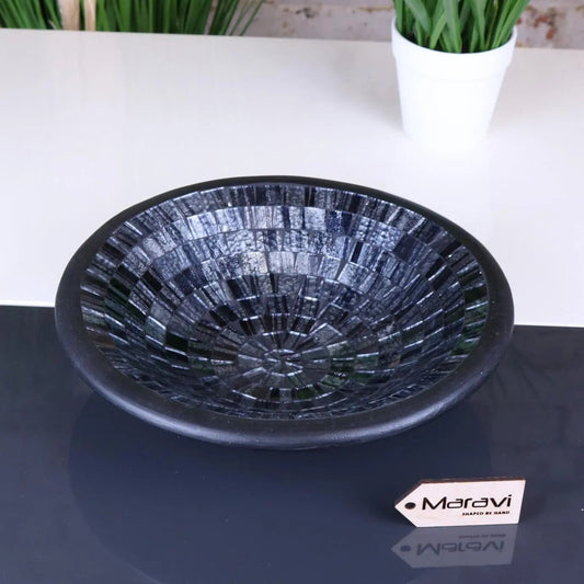 Kentra Mosaic Bowl 28cm Grey Glitter