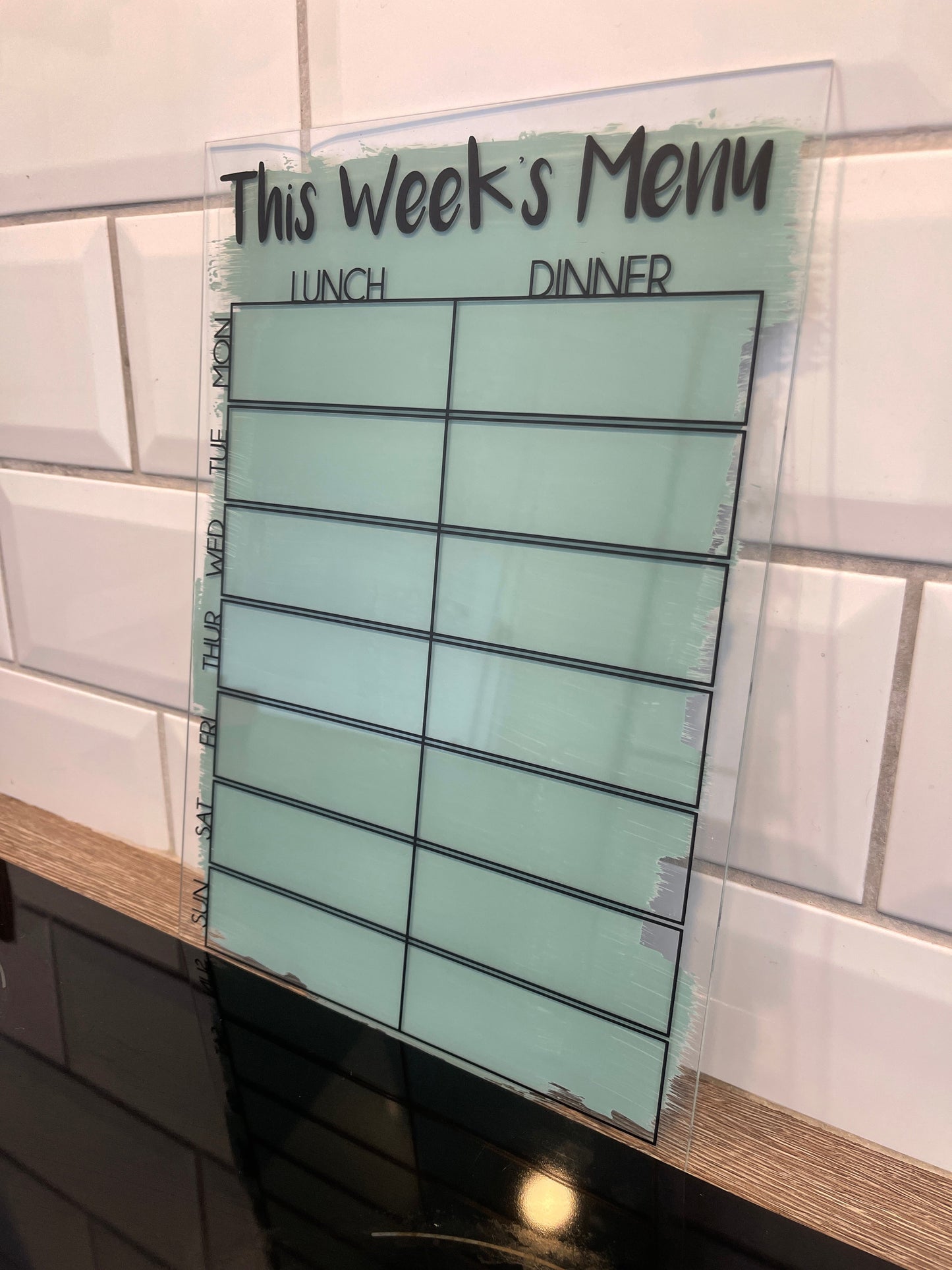 This Week's Menu Food Meal Planner Painted A4 Clear Acrylic Wipeable Sign With Drywipe Pen