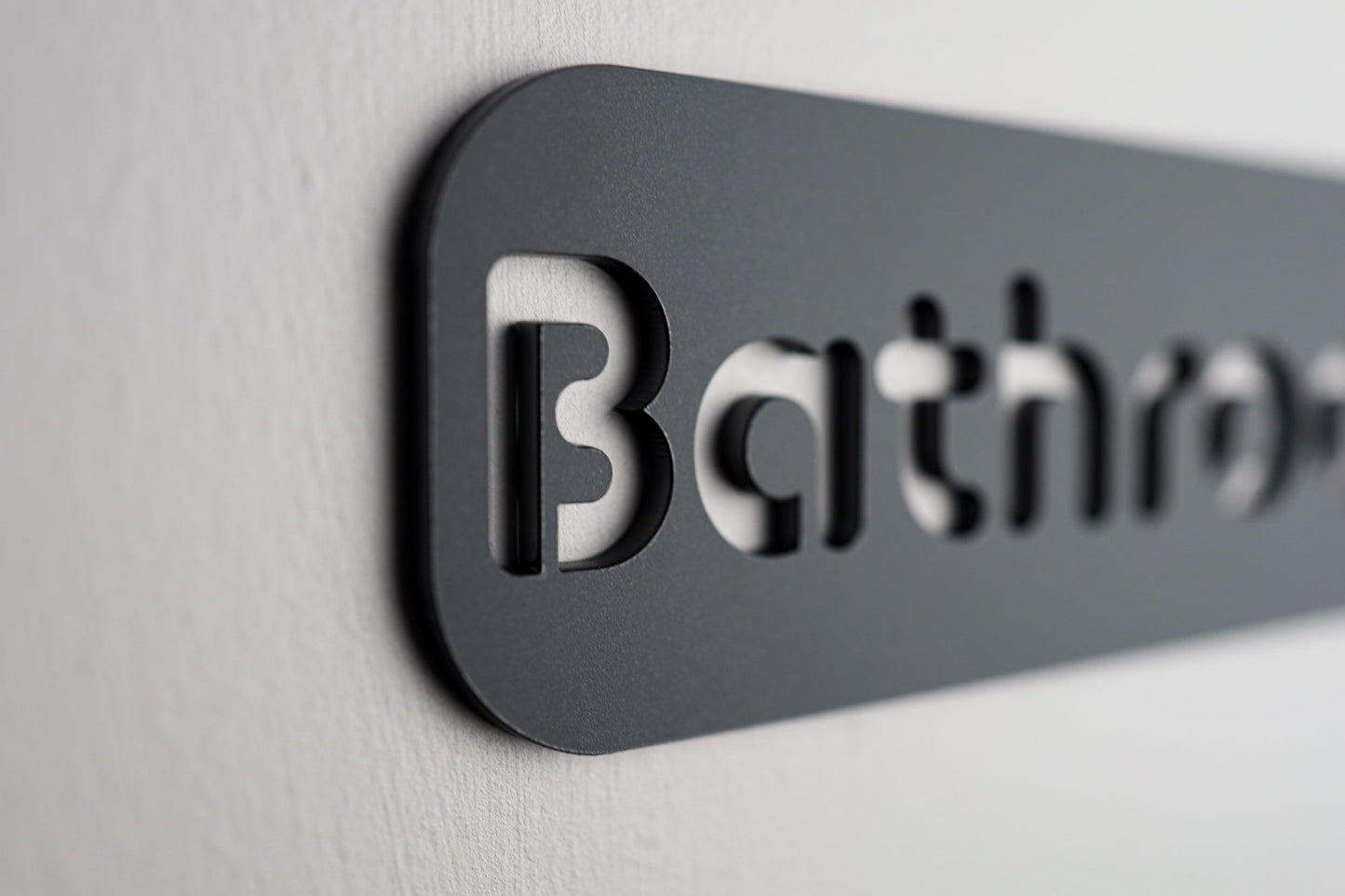 Minimalist Black Bathroom Sign - Waterproof Stone Texture Acrylic
