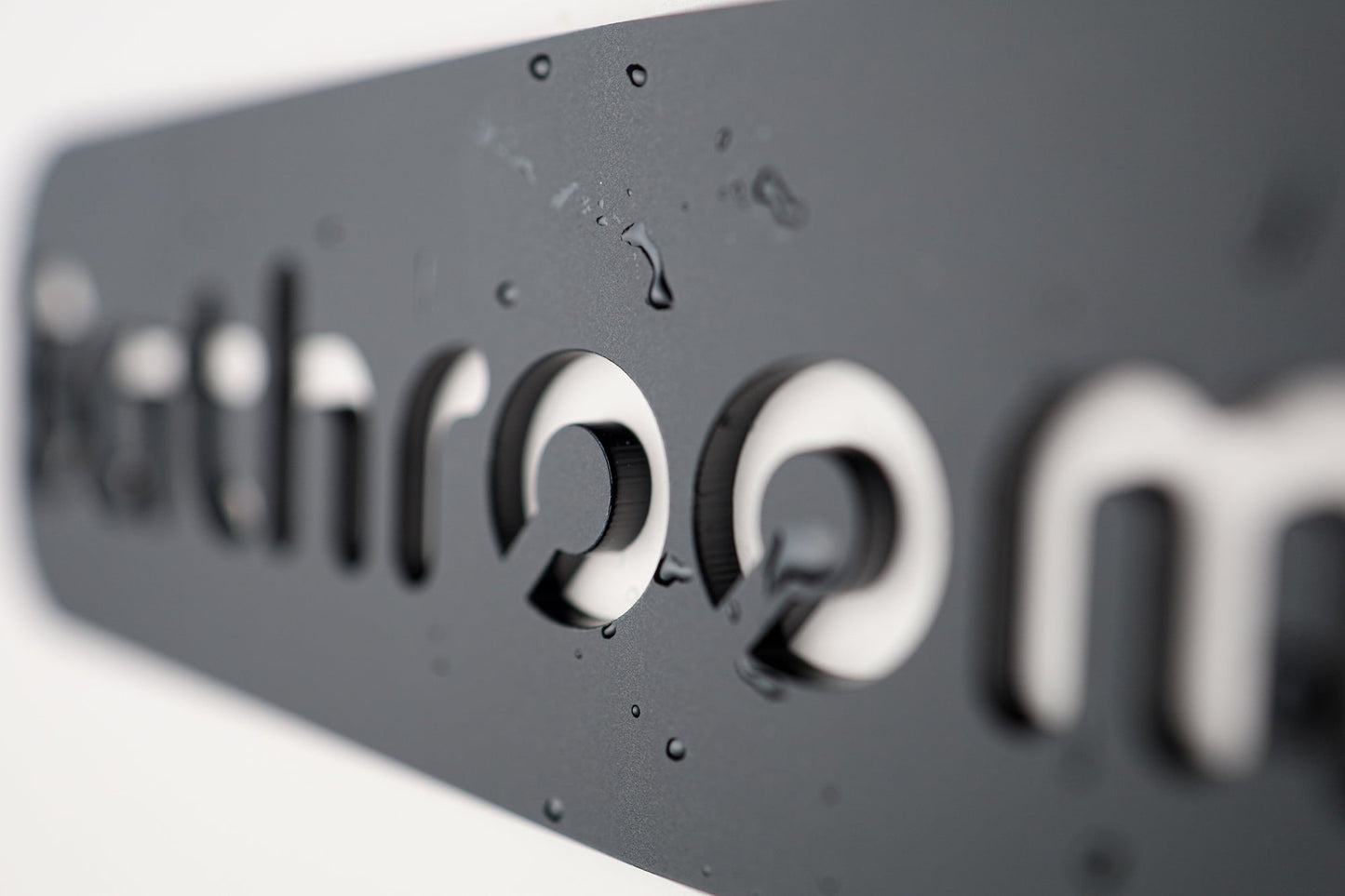 Minimalist Black Bathroom Sign - Waterproof Stone Texture Acrylic