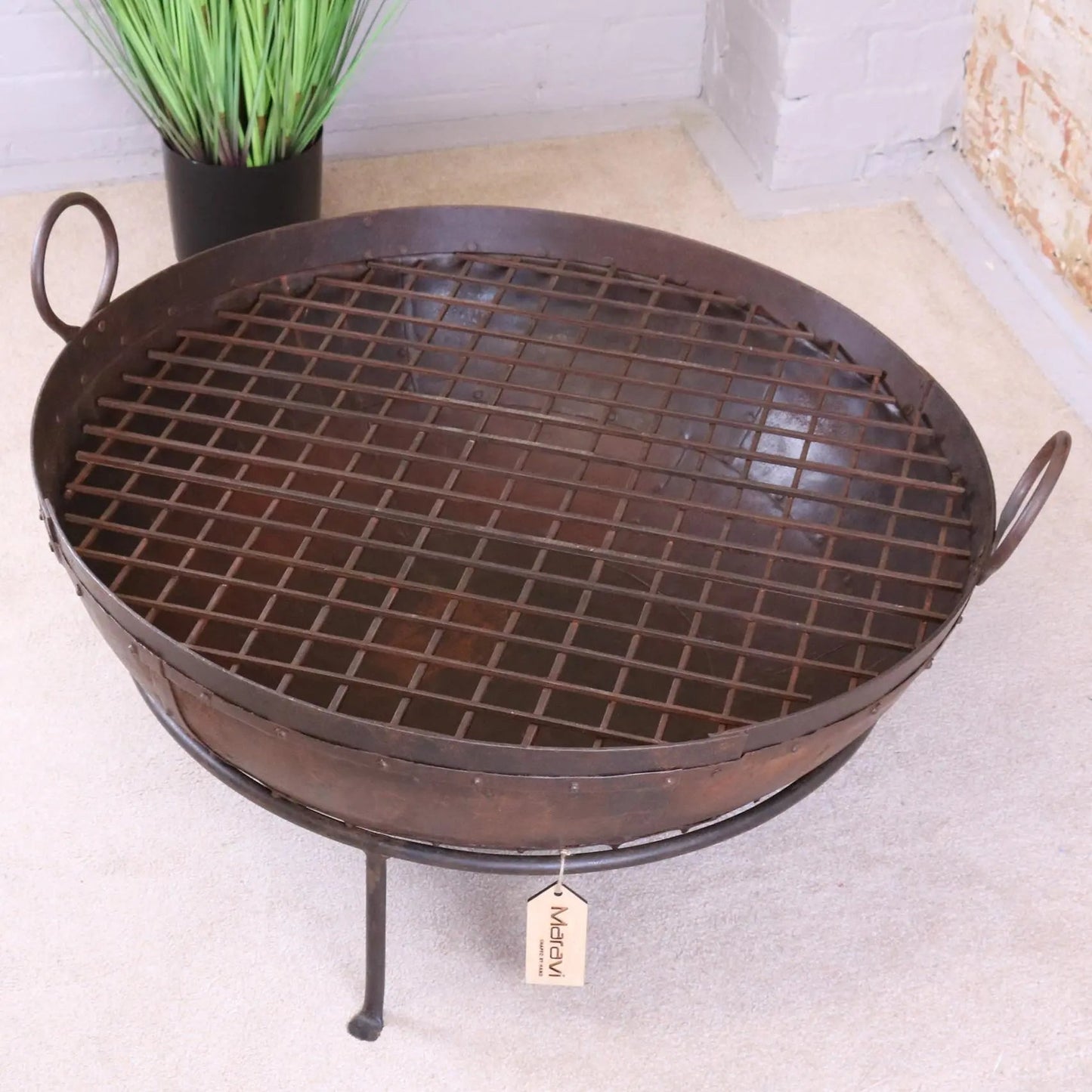 Vintage Kadai Bowl with Stand Garden Fire Pit Bowls