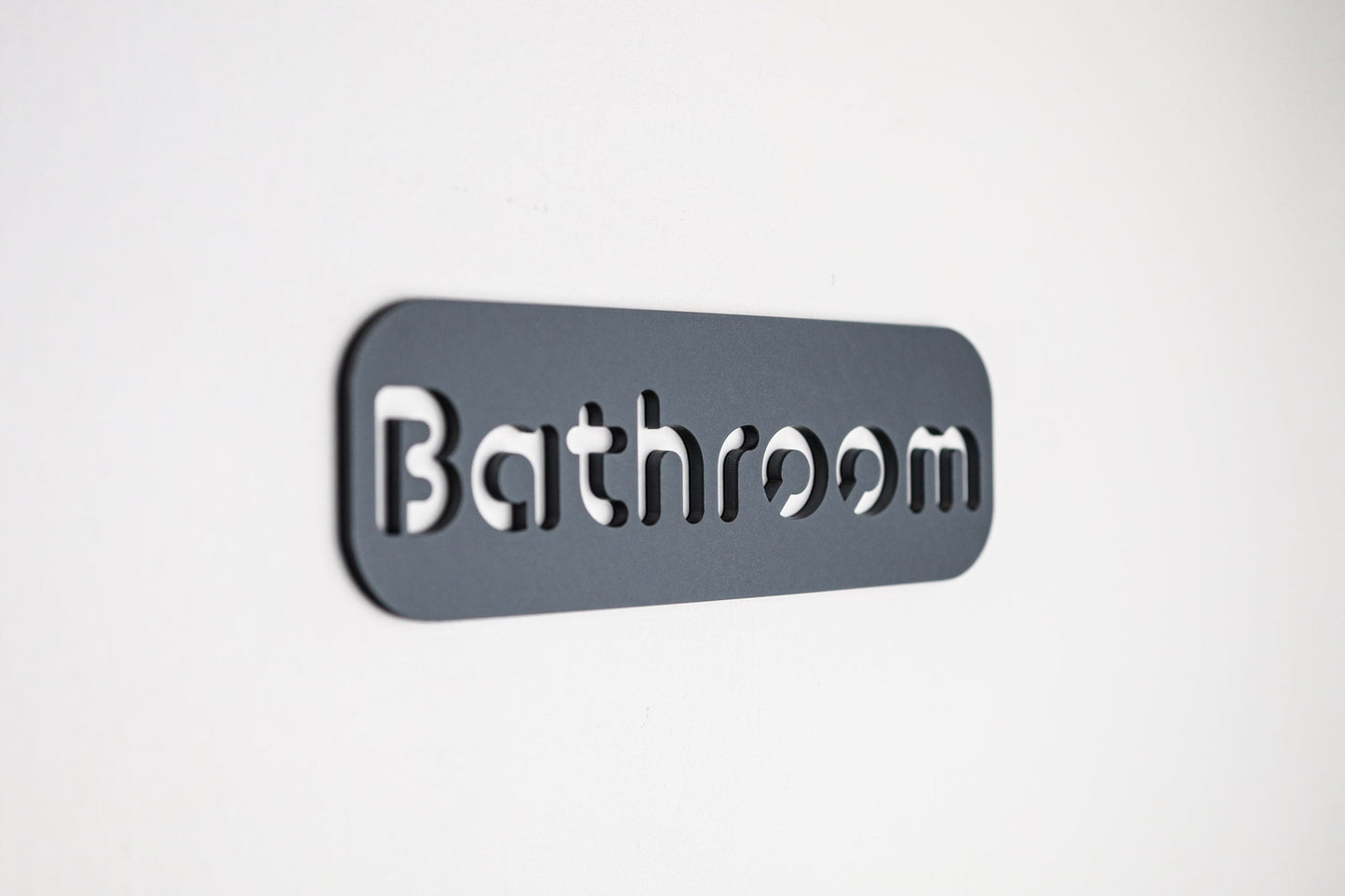 Minimalist Grey Bathroom Sign - Waterproof Stone Texture Acrylic