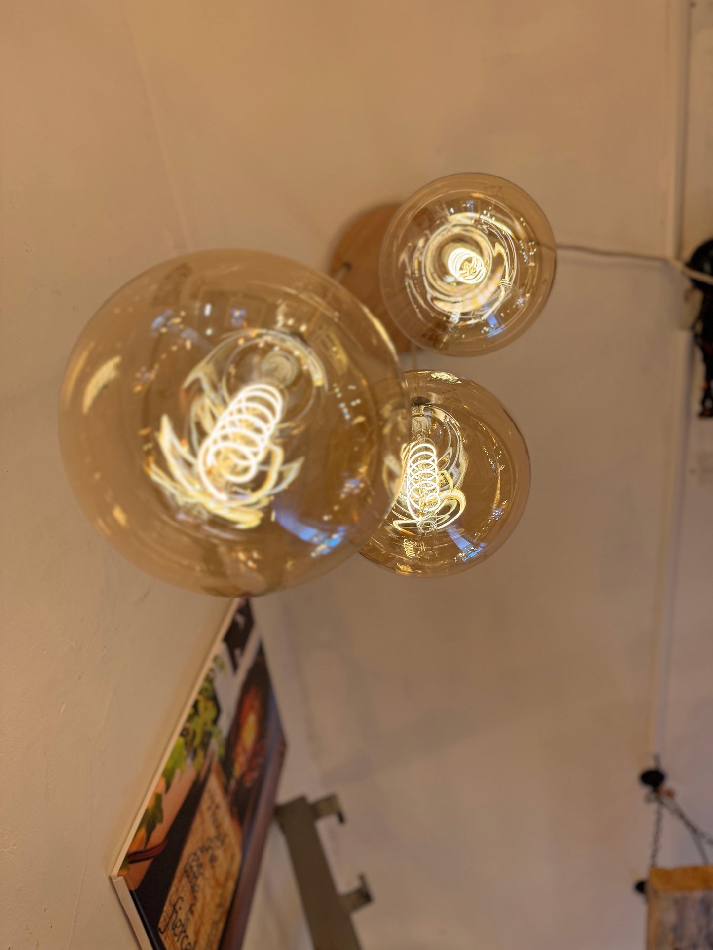 Triple Pendant Light Oak Disc