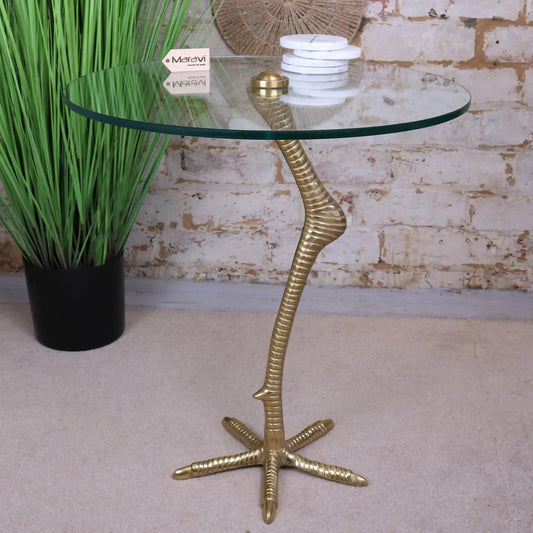 Maraal Flamingo Side Table Gold Leg Glass Top