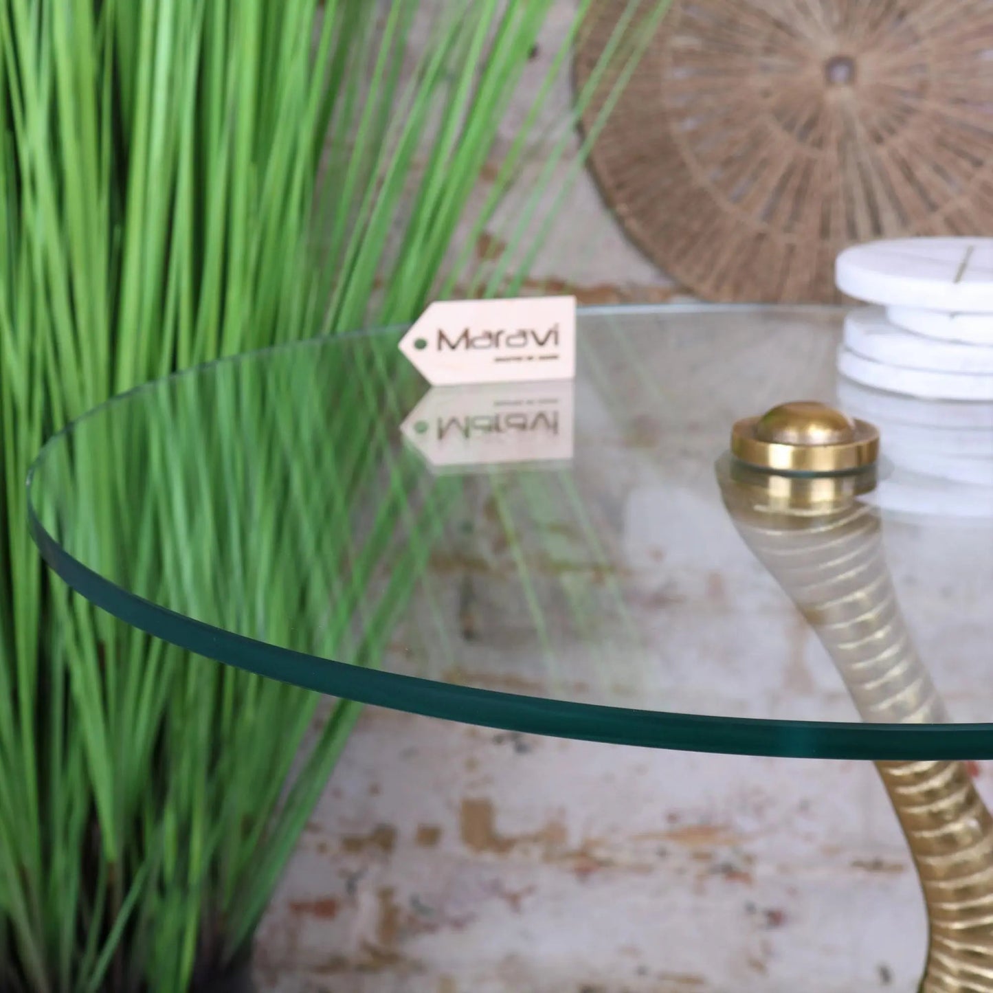 Maraal Flamingo Side Table Gold Leg Glass Top