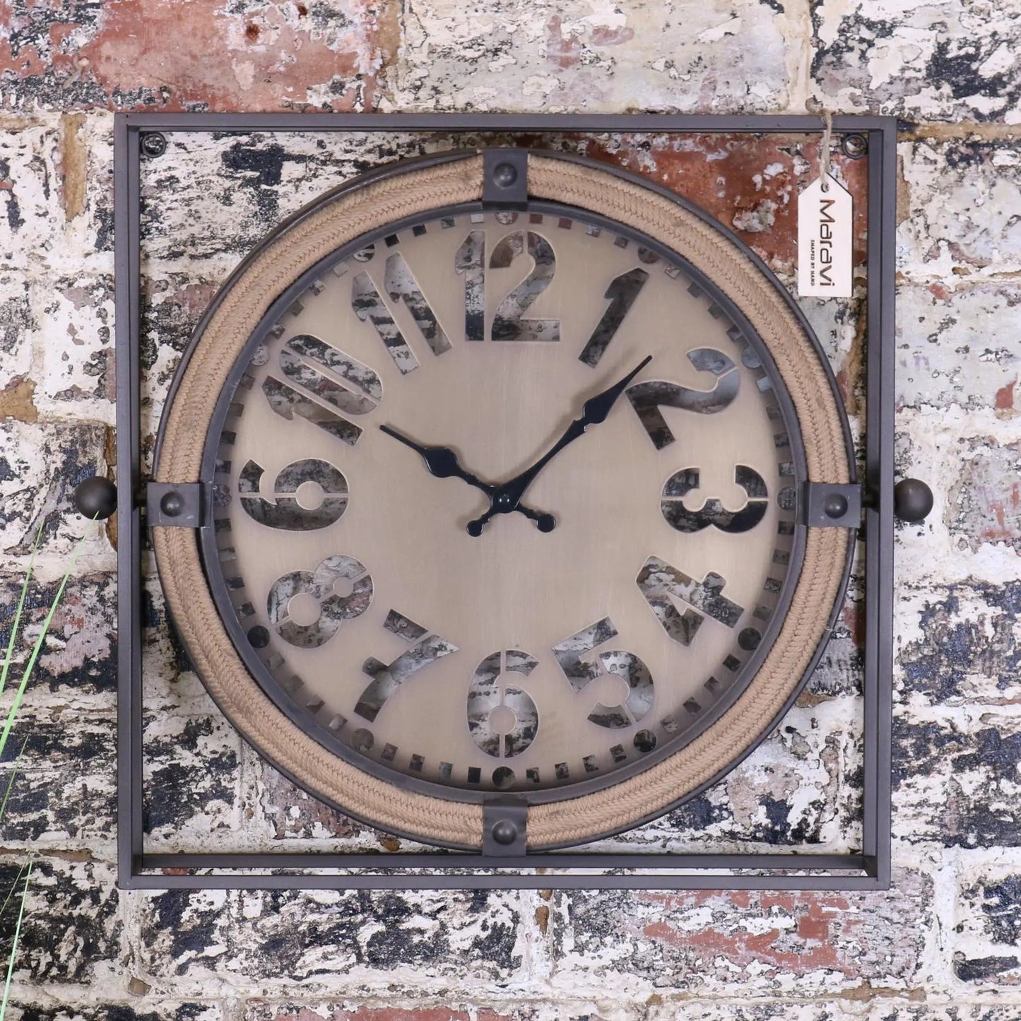 Square Frame Industrial Wall Clock