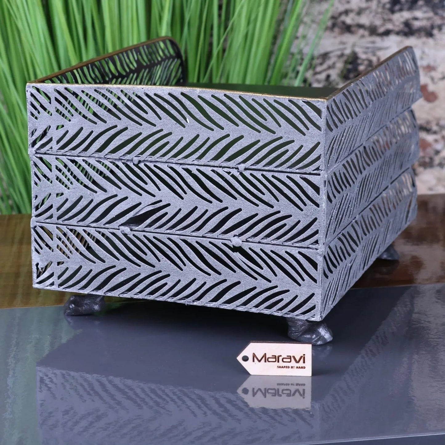 Borgal Leaf Design Metal Filing Trays