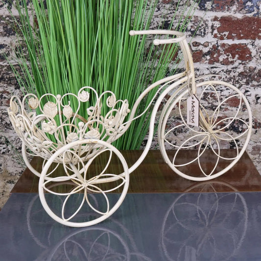 Bike Planter Metal Vintage White