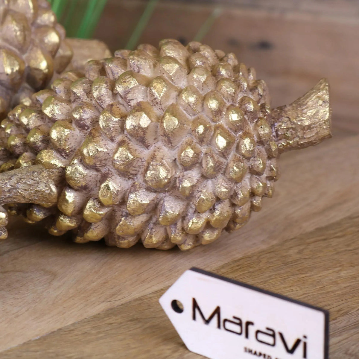 Kurki Set of 3 Antiqued Gold Pinecones Ornaments