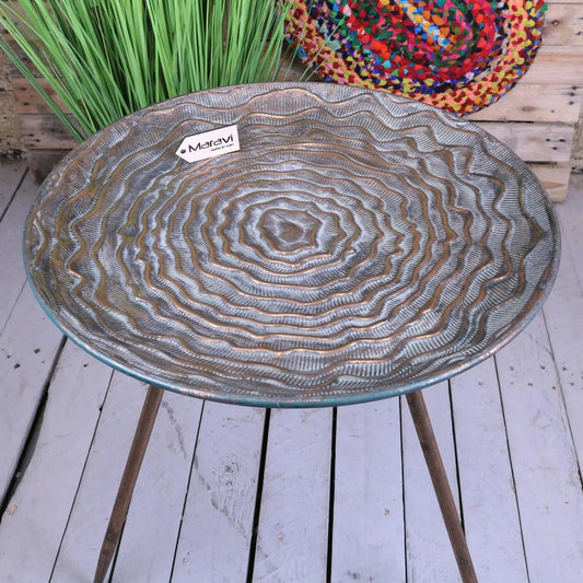 Ruwa Lightweight Antiqued Gold Tripod Side Table