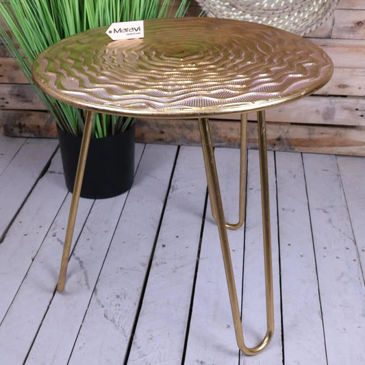 Malan Gold Tripod Side Table Hairpin Legs