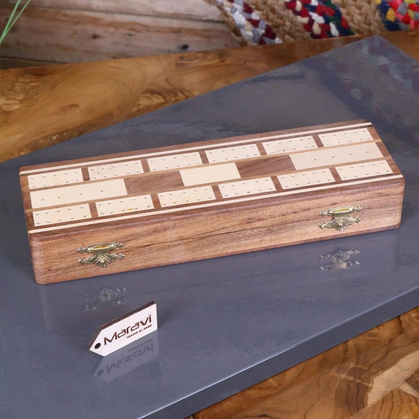 Deori Sheesham Wood Travel Cribbage Set
