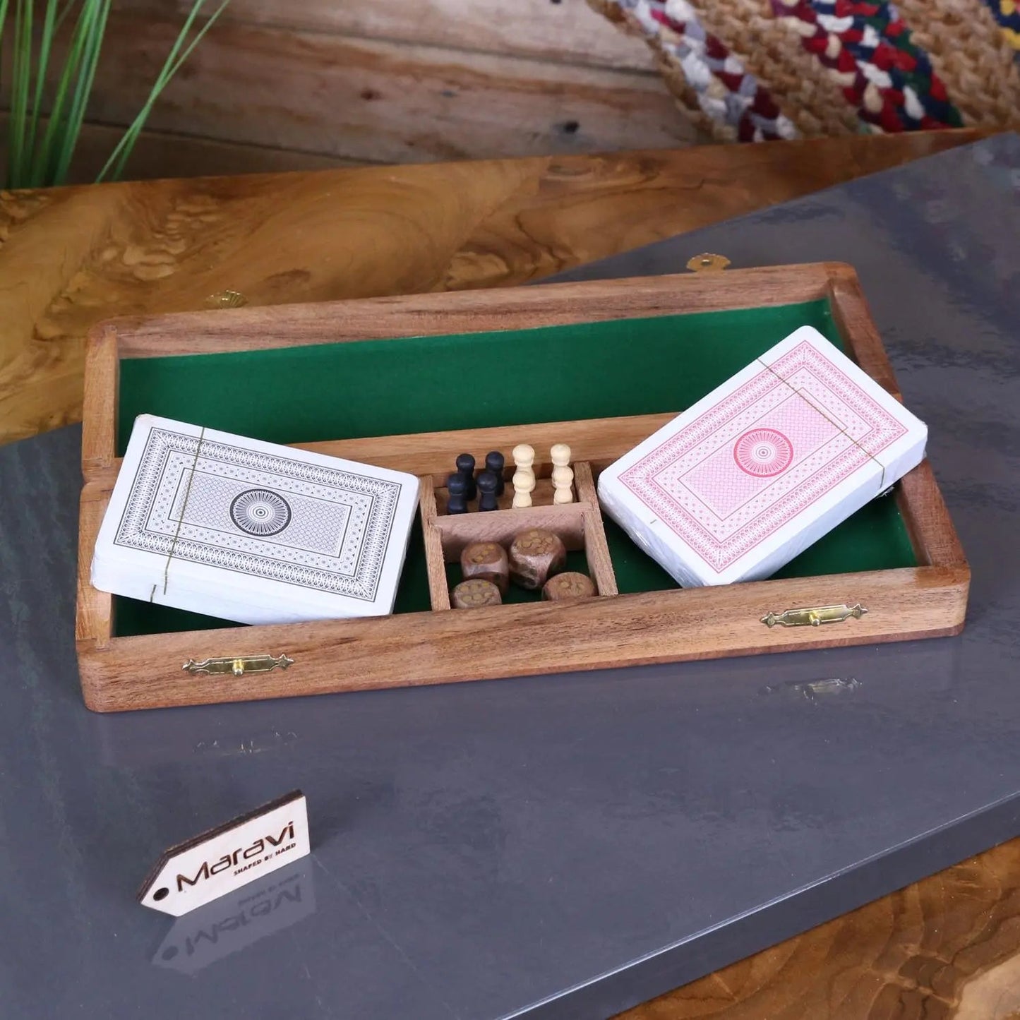 Deori Sheesham Wood Travel Cribbage Set