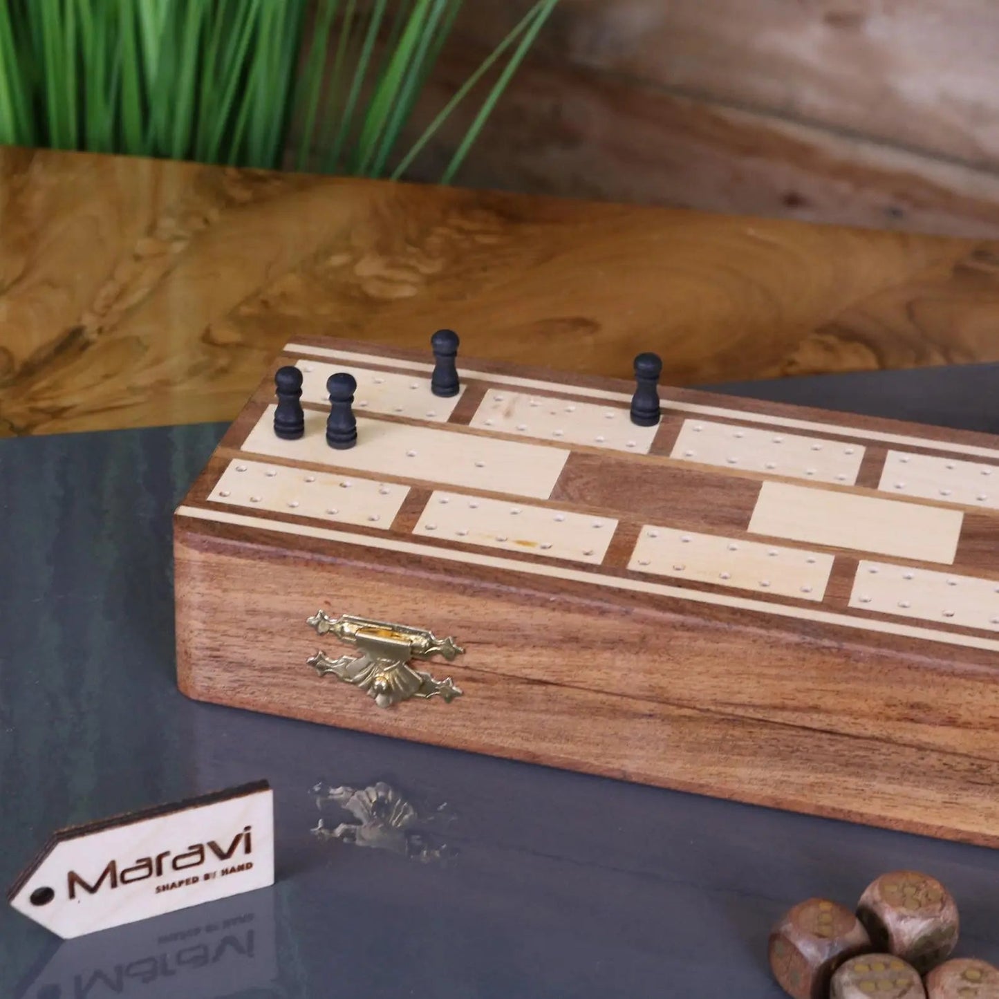 Deori Sheesham Wood Travel Cribbage Set