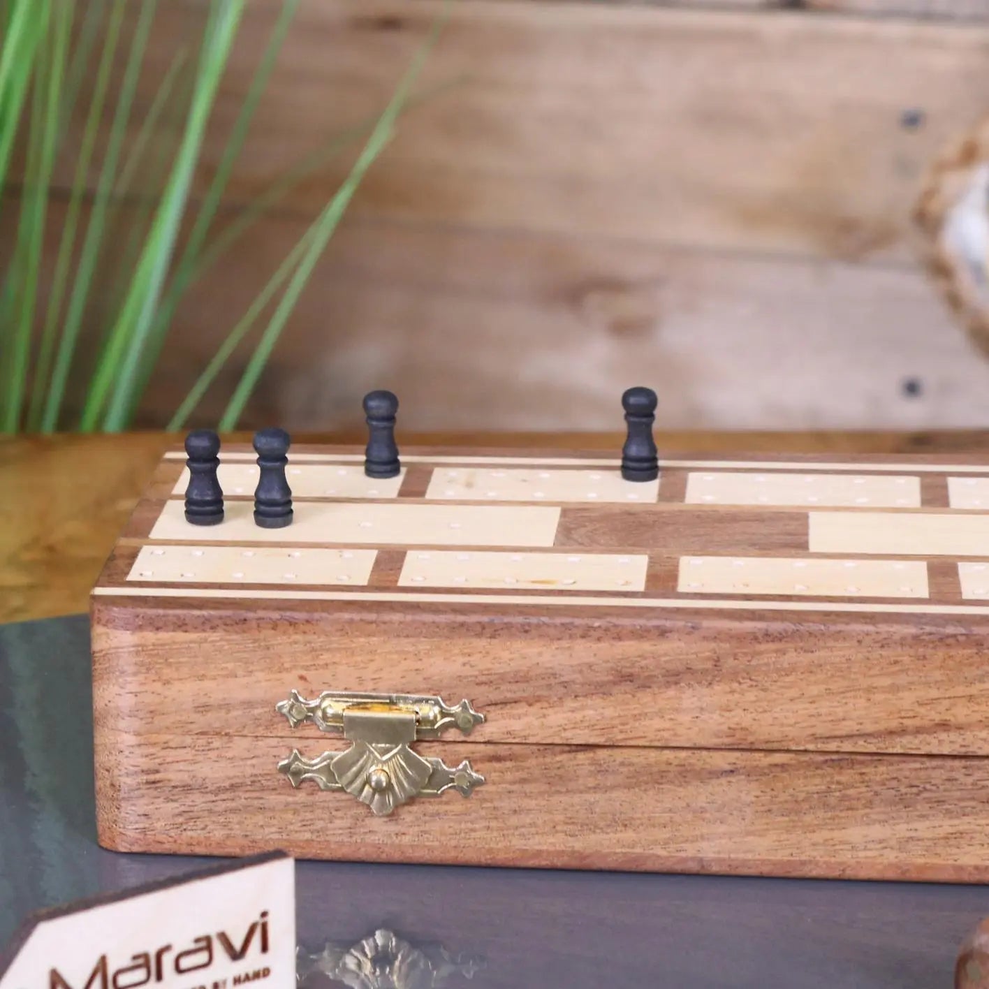 Deori Sheesham Wood Travel Cribbage Set