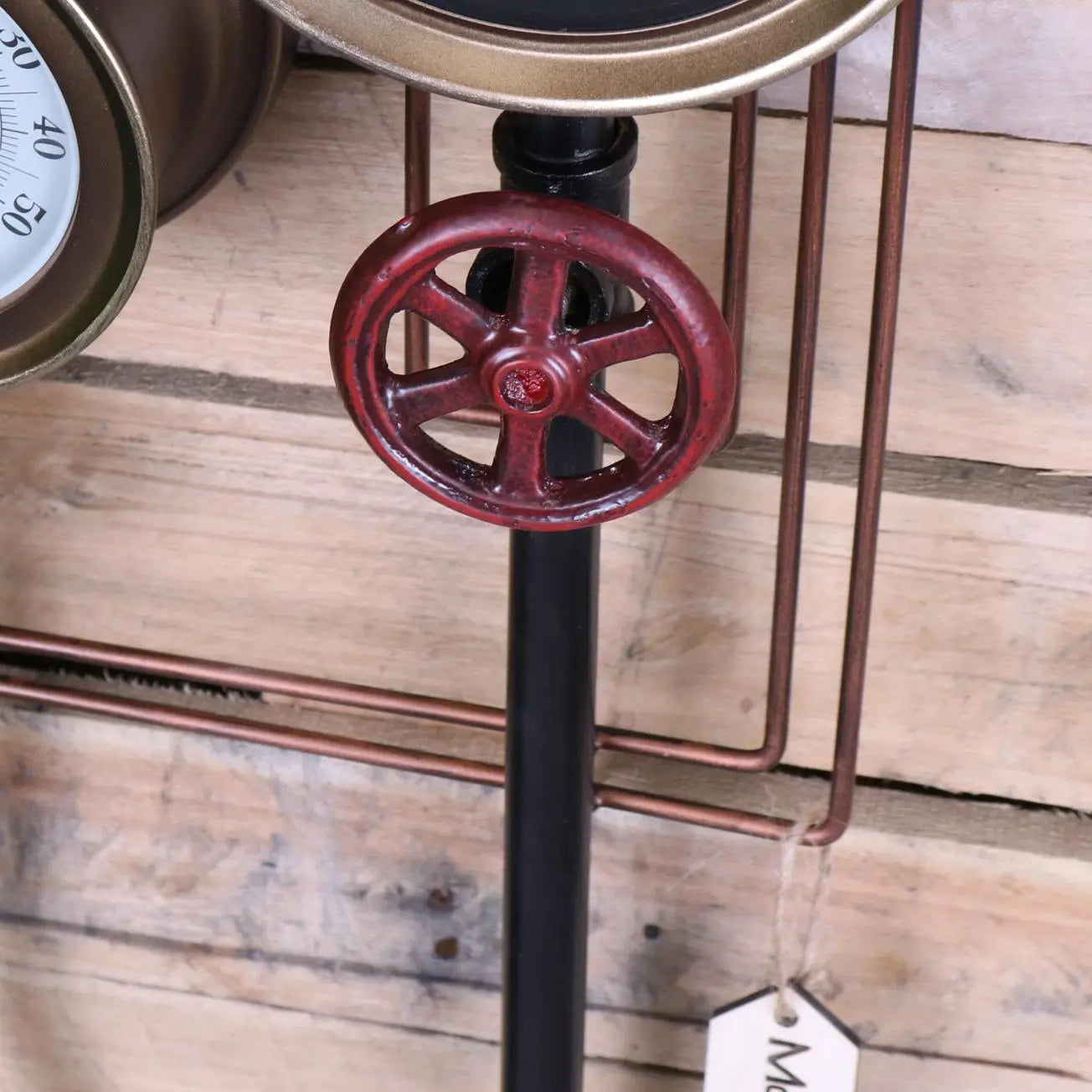 Baded Pipe Industrial Wall Clock and Thermometer