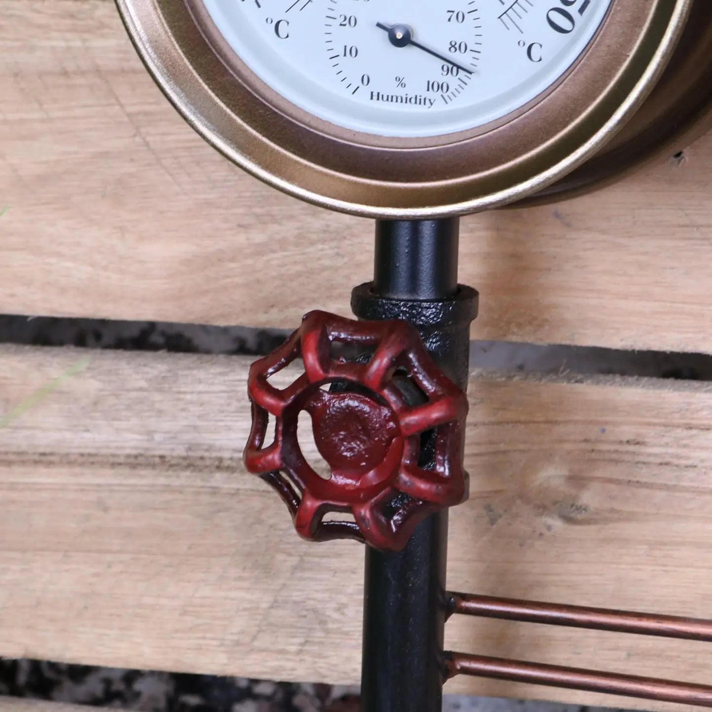 Baded Pipe Industrial Wall Clock and Thermometer