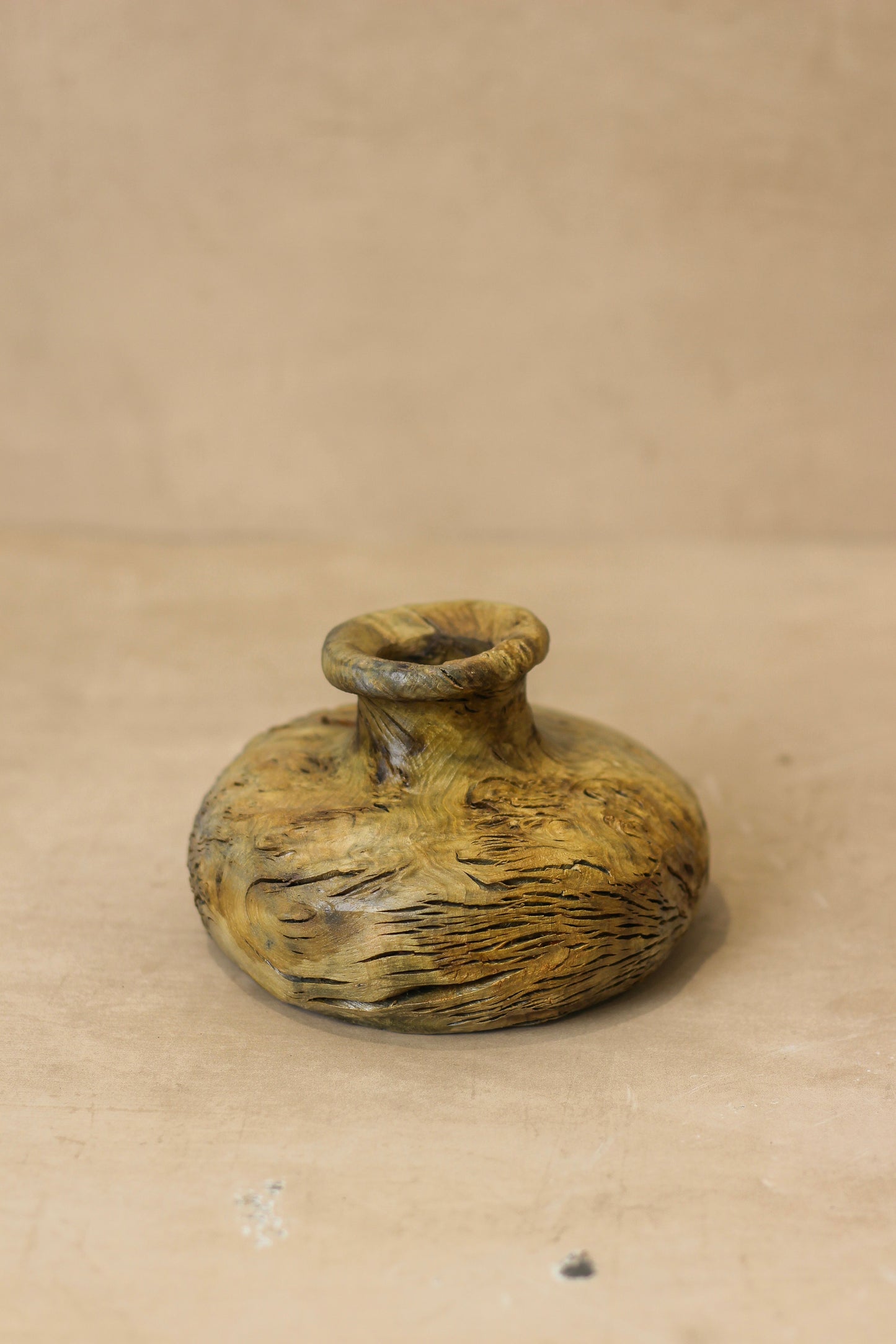 Vintage Small Wood Vase - No 1