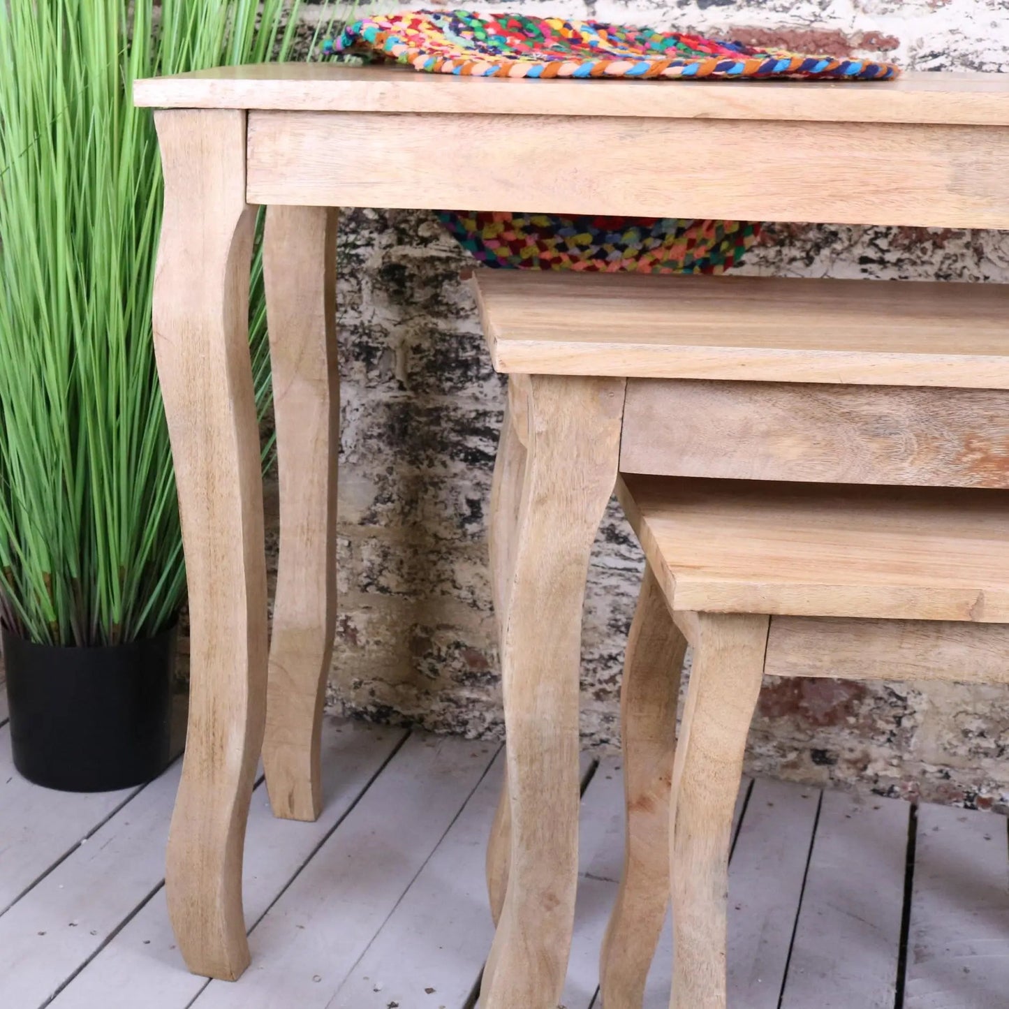 Golpur Solid Mango Wood Console Table Set of 3