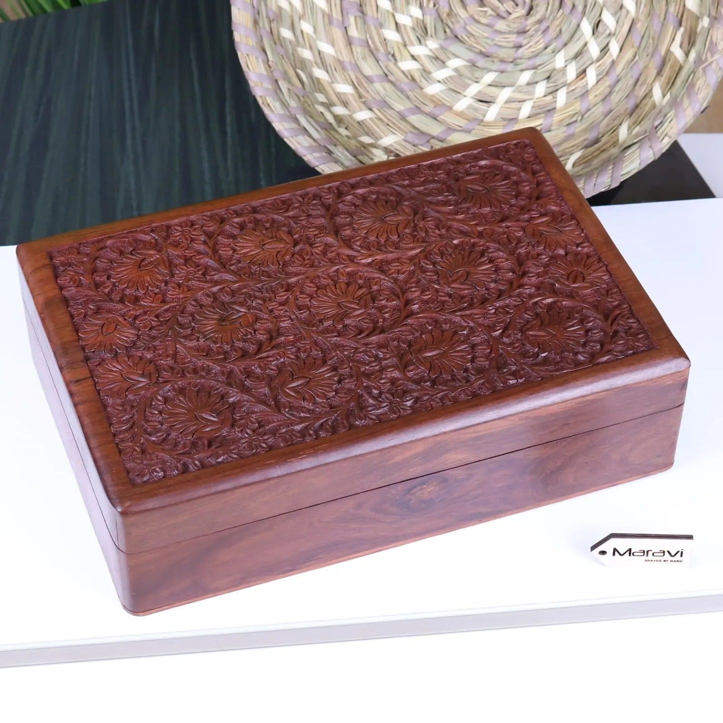 Sateek Large Hand Carved Wooden Box