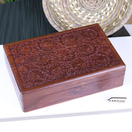 Sateek Large Hand Carved Wooden Box