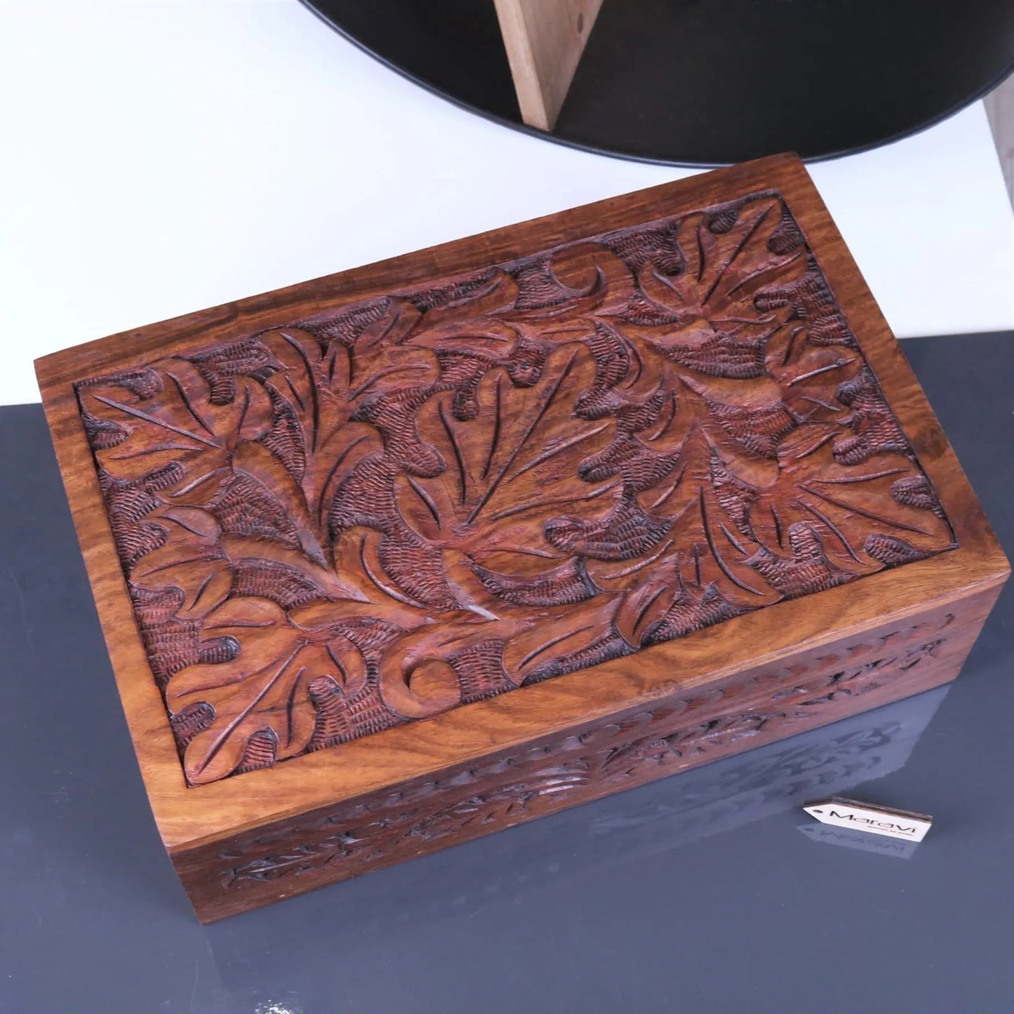 Zopui Large Hand Carved Wooden Box