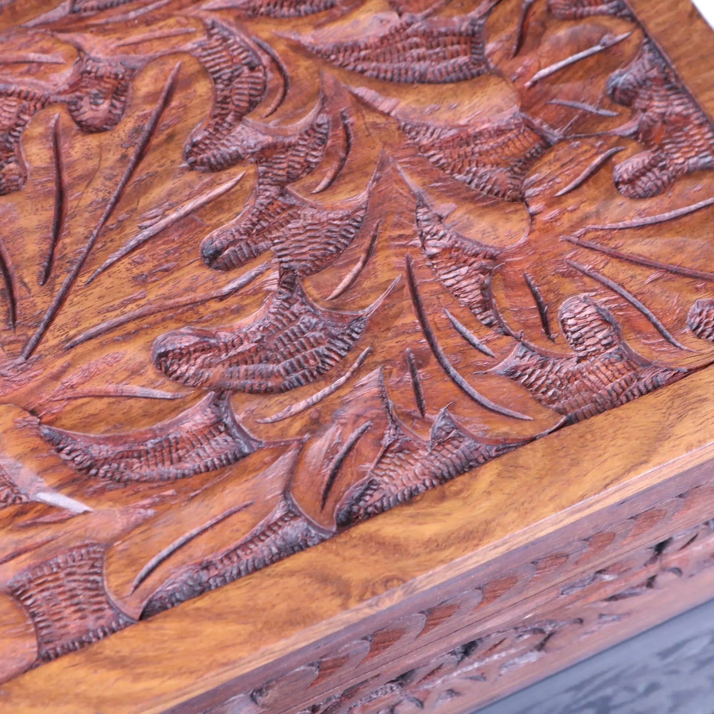 Zopui Large Hand Carved Wooden Box