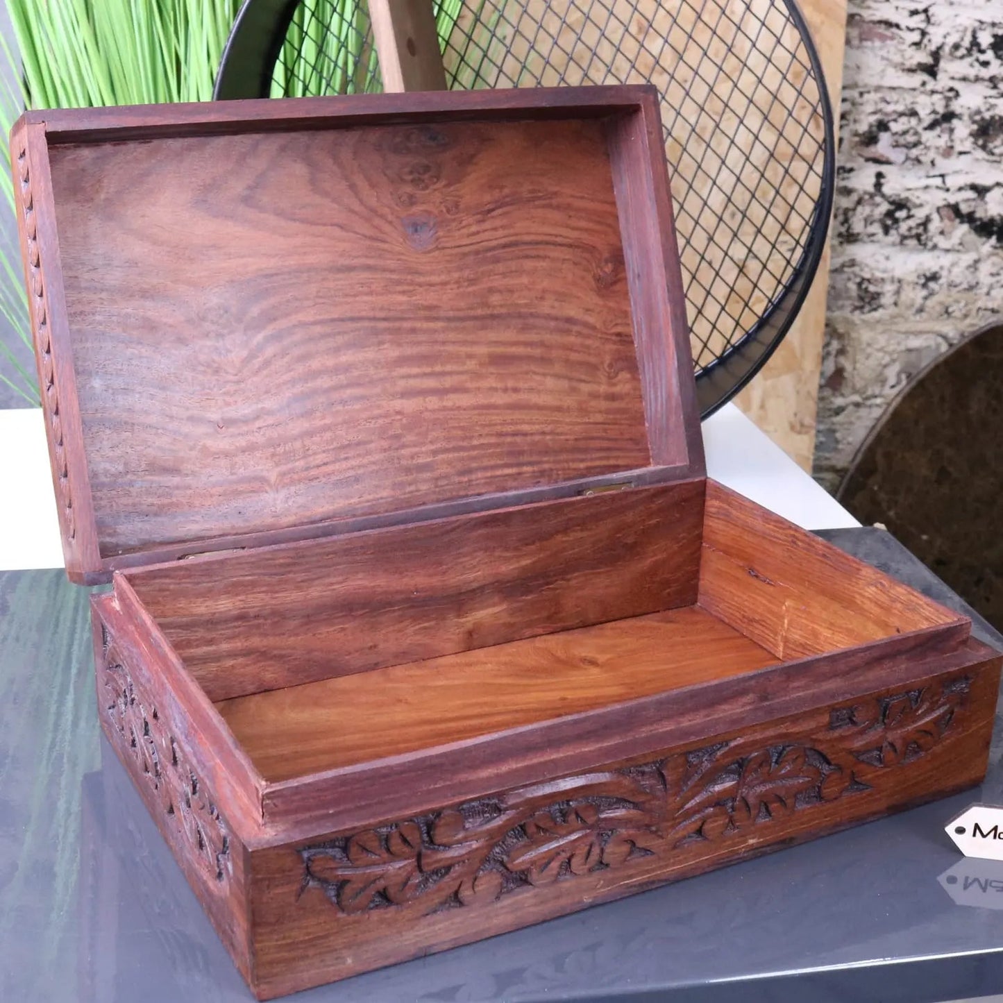 Zopui Large Hand Carved Wooden Box