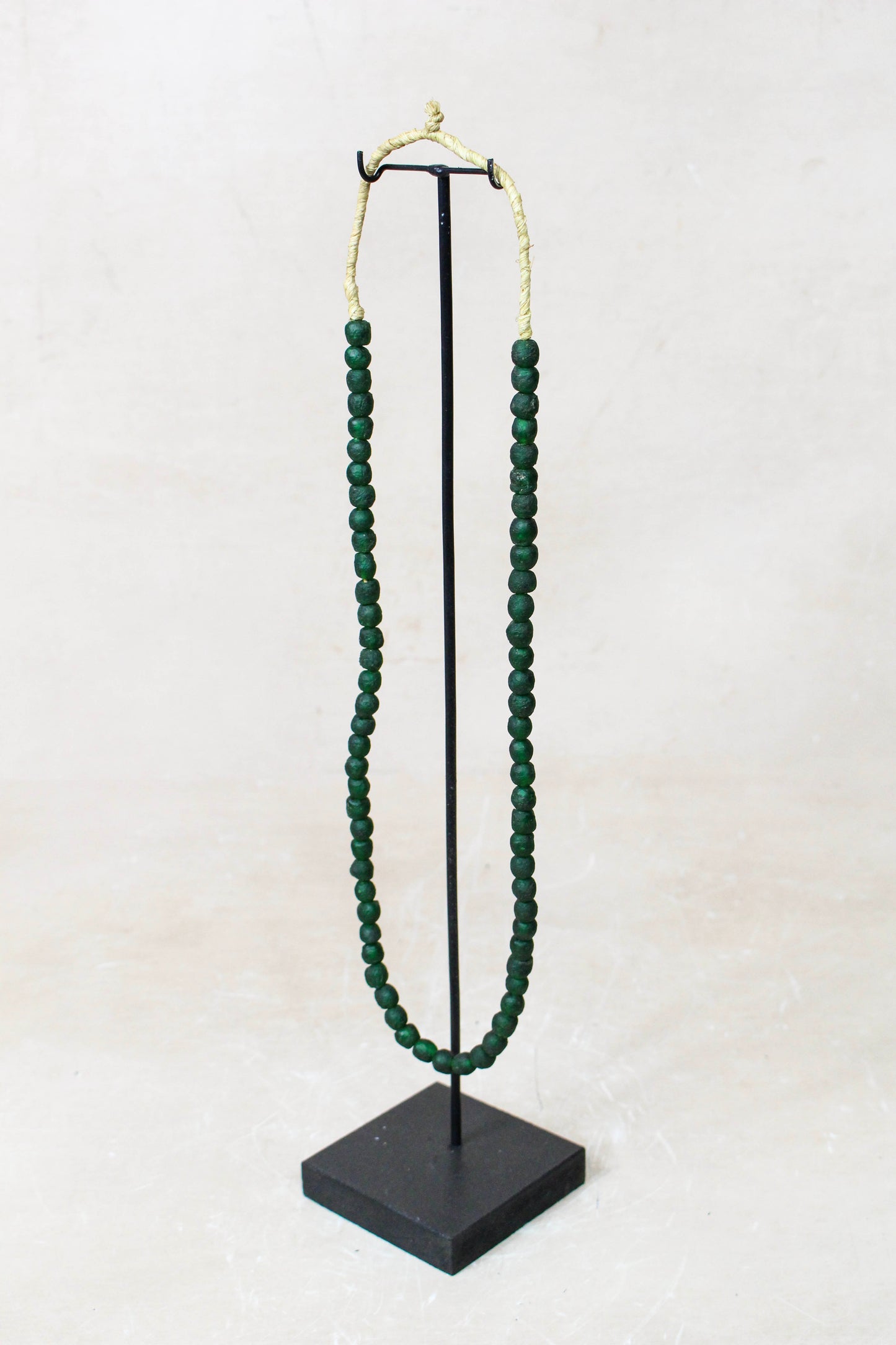 Ghana Glass Beads Necklace, Dark Green - 214.1