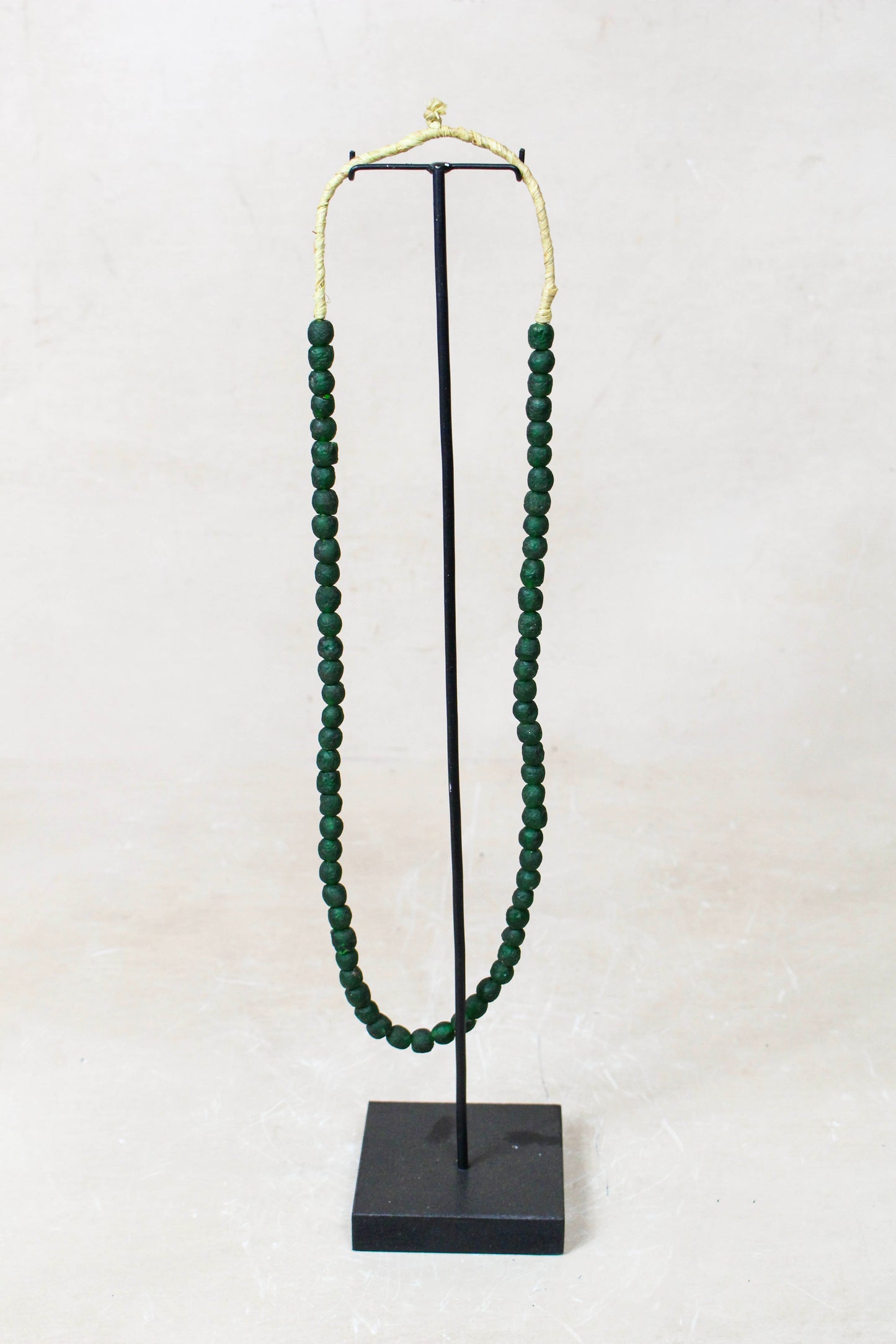 Ghana Glass Beads Necklace, Dark Green - 214.1