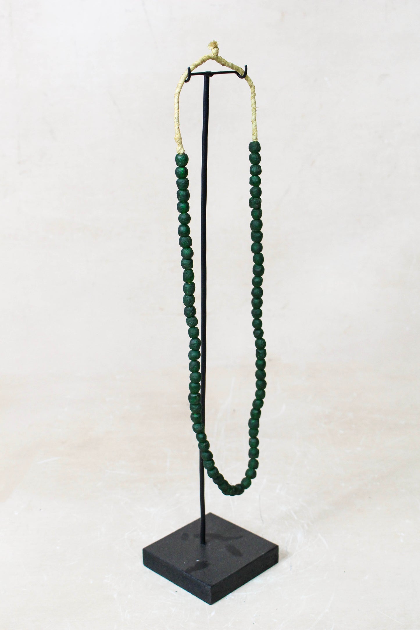 Ghana Glass Beads Necklace, Dark Green - 214.1