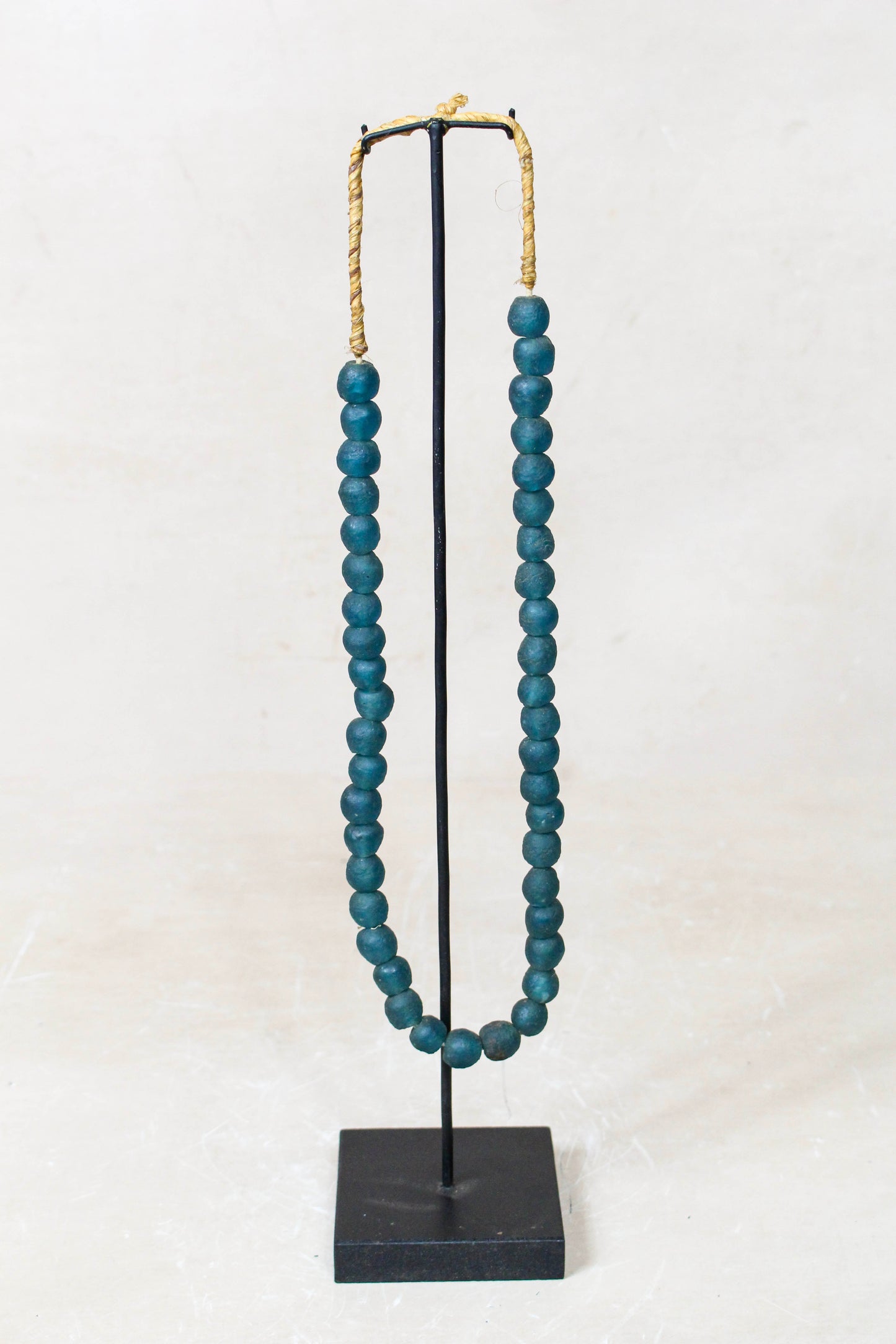 Ghana Glass Beads Necklace, Dark Teal - 85.13