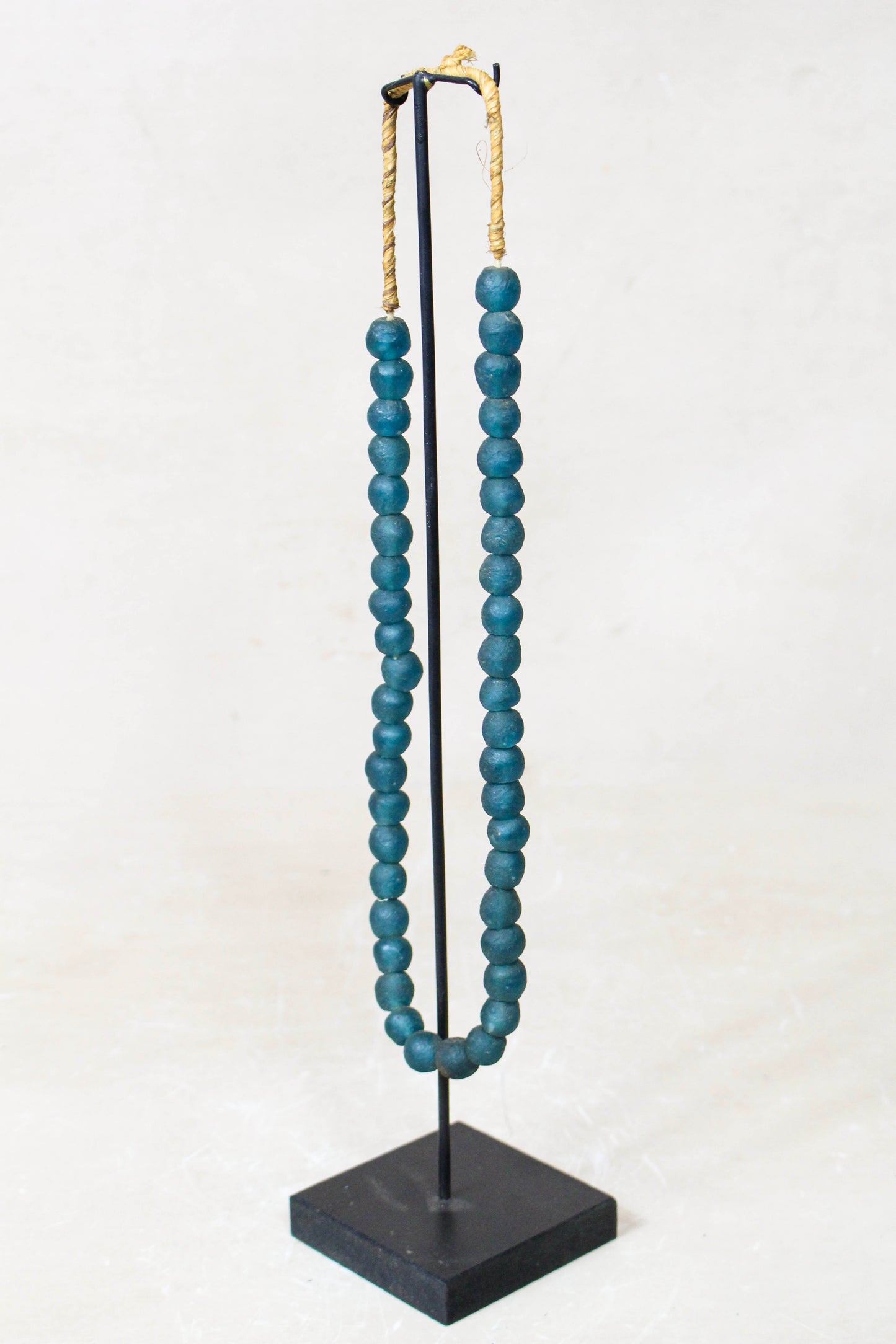 Ghana Glass Beads Necklace, Dark Teal - 85.13