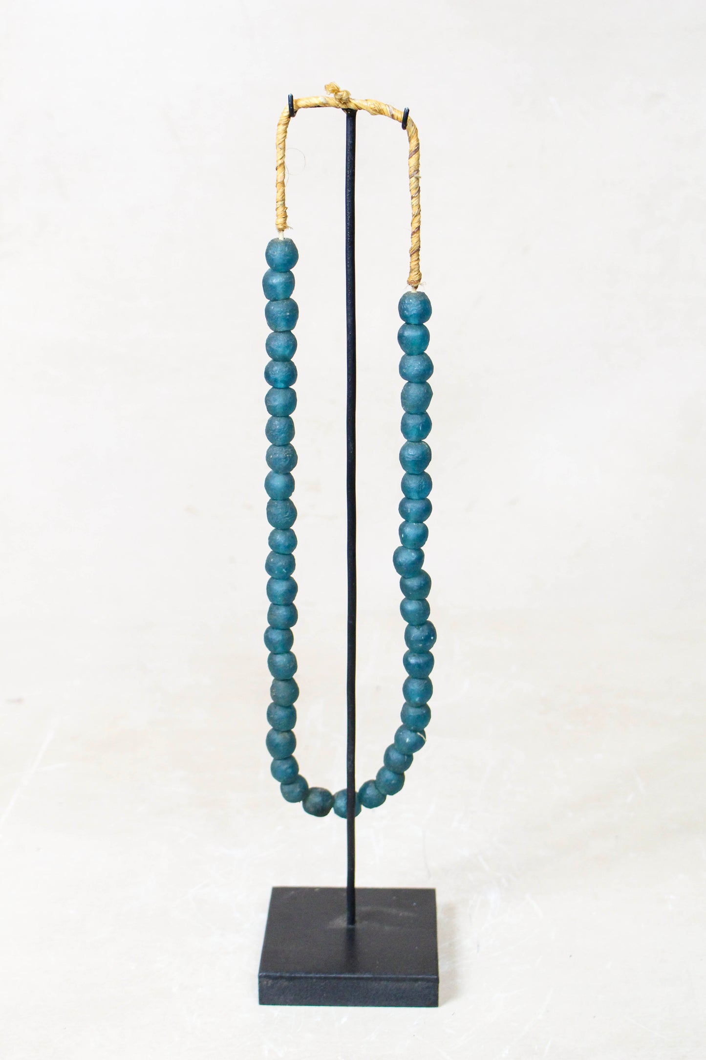 Ghana Glass Beads Necklace, Dark Teal - 85.13