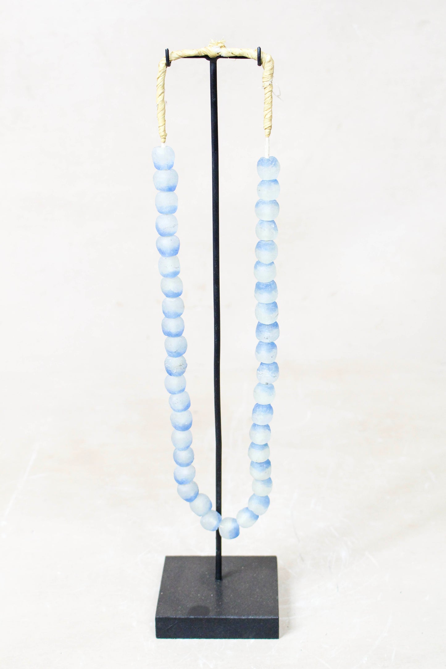 Ghana Glass Beads Necklace, Blue and White - 85.14