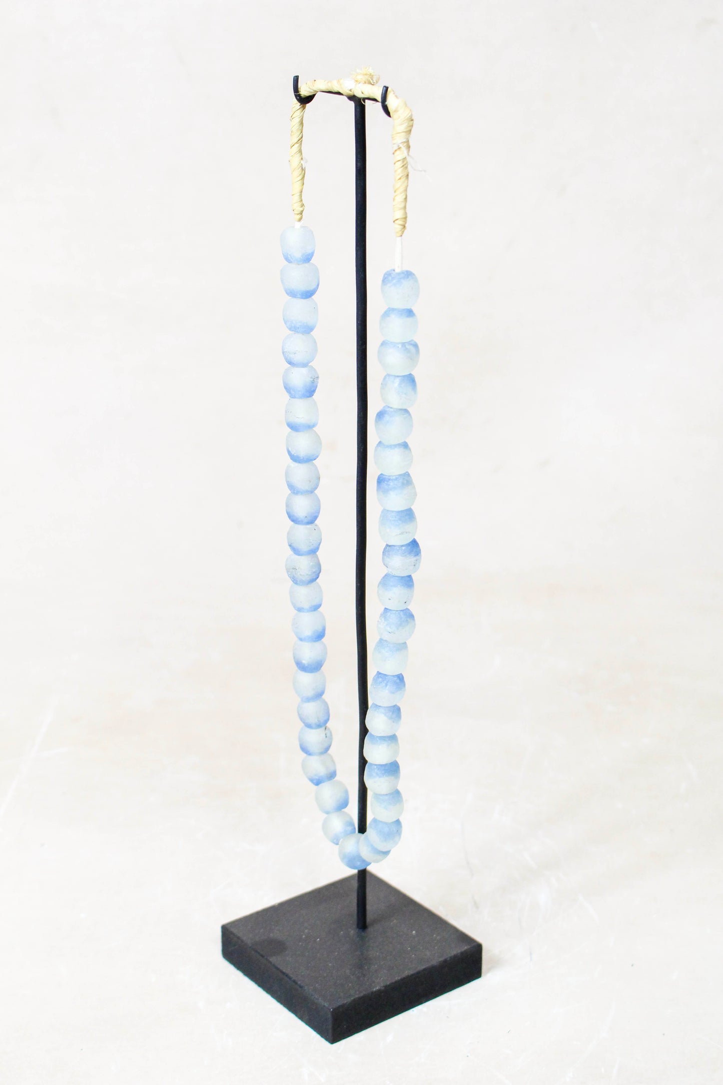 Ghana Glass Beads Necklace, Blue and White - 85.14