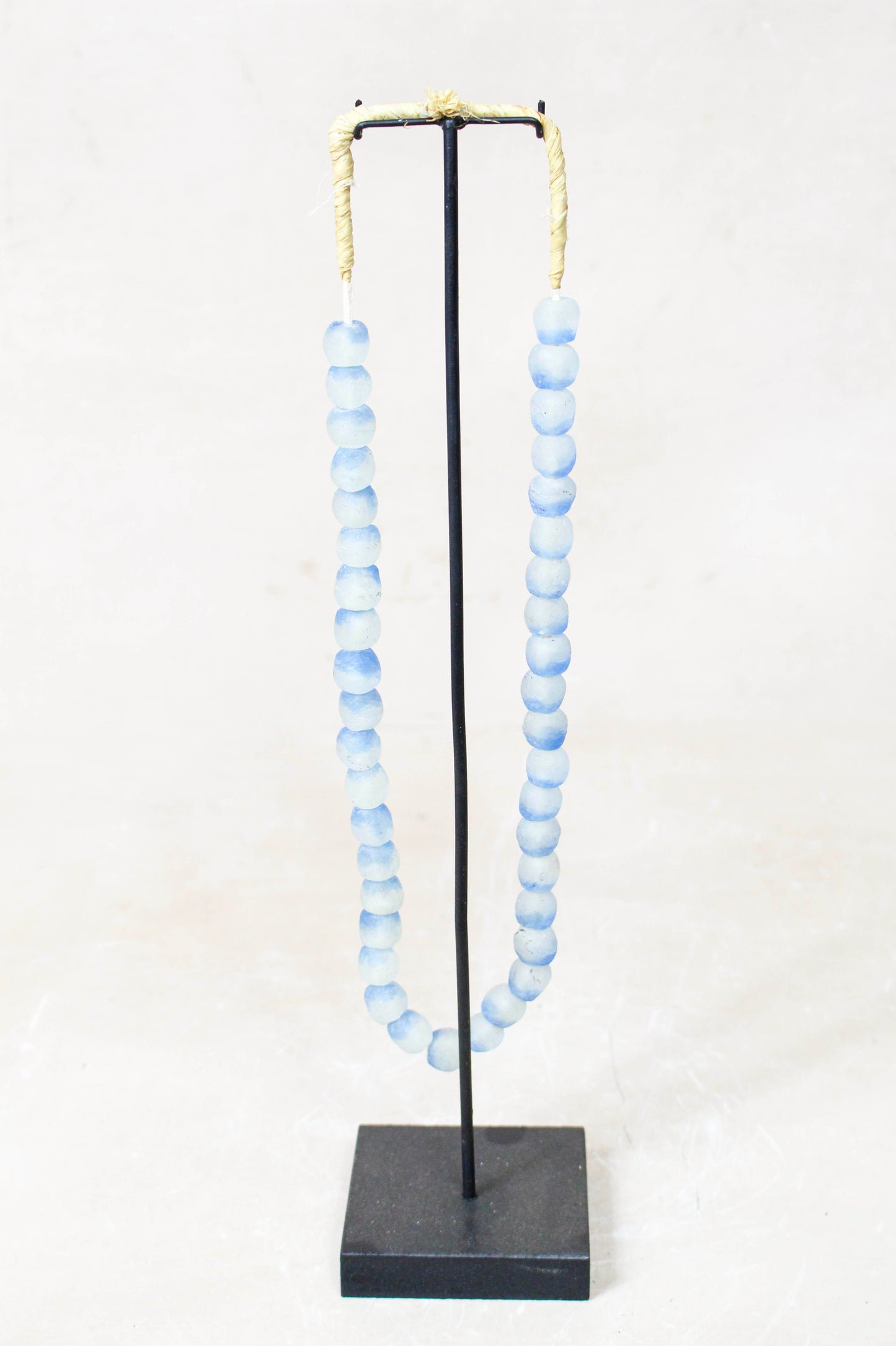 Ghana Glass Beads Necklace, Blue and White - 85.14